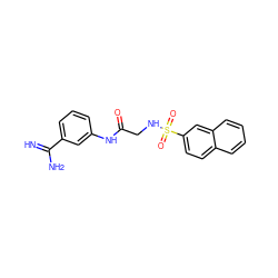 N=C(N)c1cccc(NC(=O)CNS(=O)(=O)c2ccc3ccccc3c2)c1 ZINC000095566162