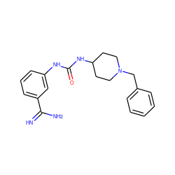 N=C(N)c1cccc(NC(=O)NC2CCN(Cc3ccccc3)CC2)c1 ZINC000026651376