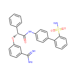 N=C(N)c1cccc(O[C@@H](C(=O)Nc2ccc(-c3ccccc3S(N)(=O)=O)cc2)c2ccccc2)c1 ZINC000026377658