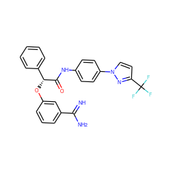 N=C(N)c1cccc(O[C@@H](C(=O)Nc2ccc(-n3ccc(C(F)(F)F)n3)cc2)c2ccccc2)c1 ZINC000026388197