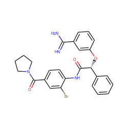 N=C(N)c1cccc(O[C@@H](C(=O)Nc2ccc(C(=O)N3CCCC3)cc2Br)c2ccccc2)c1 ZINC000026383038