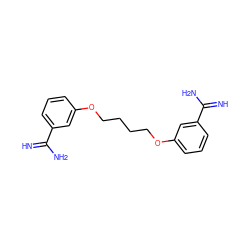 N=C(N)c1cccc(OCCCCOc2cccc(C(=N)N)c2)c1 ZINC000006092496