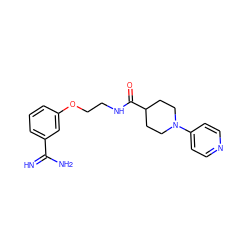 N=C(N)c1cccc(OCCNC(=O)C2CCN(c3ccncc3)CC2)c1 ZINC000012354928