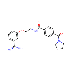 N=C(N)c1cccc(OCCNC(=O)c2ccc(C(=O)N3CCCC3)cc2)c1 ZINC000012354984