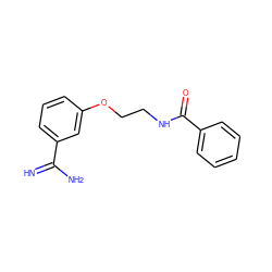 N=C(N)c1cccc(OCCNC(=O)c2ccccc2)c1 ZINC000012354853