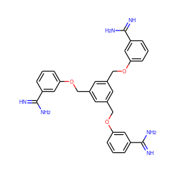 N=C(N)c1cccc(OCc2cc(COc3cccc(C(=N)N)c3)cc(COc3cccc(C(=N)N)c3)c2)c1 ZINC000169318697