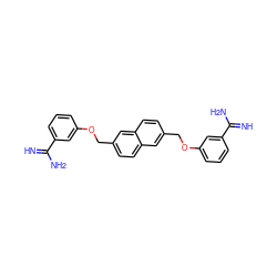 N=C(N)c1cccc(OCc2ccc3cc(COc4cccc(C(=N)N)c4)ccc3c2)c1 ZINC000043013255