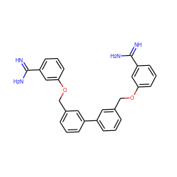 N=C(N)c1cccc(OCc2cccc(-c3cccc(COc4cccc(C(=N)N)c4)c3)c2)c1 ZINC000169328552