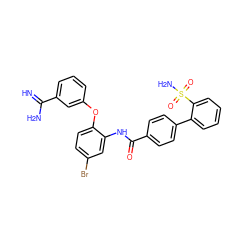 N=C(N)c1cccc(Oc2ccc(Br)cc2NC(=O)c2ccc(-c3ccccc3S(N)(=O)=O)cc2)c1 ZINC000029401801