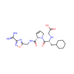 N=C(N)c1noc(CNC(=O)[C@@H]2C=CCN2C(=O)[C@@H](CC2CCCCC2)NCC(=O)O)n1 ZINC000036107711