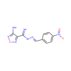 N=C(N/N=C/c1ccc([N+](=O)[O-])cc1)c1nonc1N ZINC000002267656