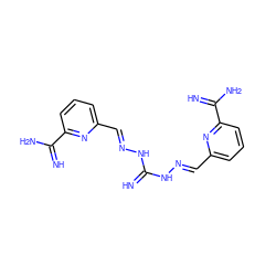 N=C(N/N=C/c1cccc(C(=N)N)n1)N/N=C/c1cccc(C(=N)N)n1 ZINC000013861139