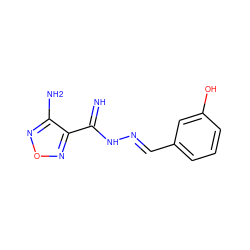 N=C(N/N=C/c1cccc(O)c1)c1nonc1N ZINC000002848927