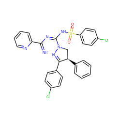 N=C(N=C(NS(=O)(=O)c1ccc(Cl)cc1)N1C[C@@H](c2ccccc2)C(c2ccc(Cl)cc2)=N1)c1ccccn1 ZINC001772589523