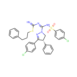 N=C(N=C(NS(=O)(=O)c1ccc(Cl)cc1)N1C[C@H](c2ccccc2)C(c2ccc(Cl)cc2)=N1)SCCCc1ccccc1 ZINC001772635640