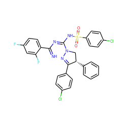 N=C(N=C(NS(=O)(=O)c1ccc(Cl)cc1)N1C[C@H](c2ccccc2)C(c2ccc(Cl)cc2)=N1)c1ccc(F)cc1F ZINC001772571079