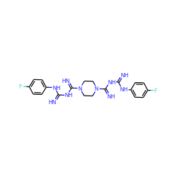 N=C(NC(=N)N1CCN(C(=N)NC(=N)Nc2ccc(F)cc2)CC1)Nc1ccc(F)cc1 ZINC000095696747