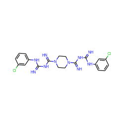 N=C(NC(=N)N1CCN(C(=N)NC(=N)Nc2cccc(Cl)c2)CC1)Nc1cccc(Cl)c1 ZINC000095696751