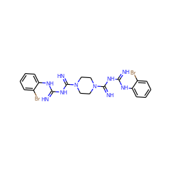 N=C(NC(=N)N1CCN(C(=N)NC(=N)Nc2ccccc2Br)CC1)Nc1ccccc1Br ZINC001772652907