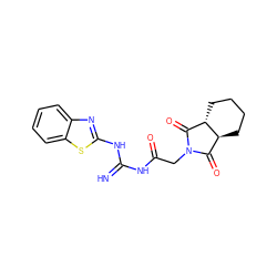 N=C(NC(=O)CN1C(=O)[C@@H]2CCCC[C@H]2C1=O)Nc1nc2ccccc2s1 ZINC000018136703