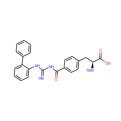 N=C(NC(=O)c1ccc(C[C@H](N)C(=O)O)cc1)Nc1ccccc1-c1ccccc1 ZINC000653846517