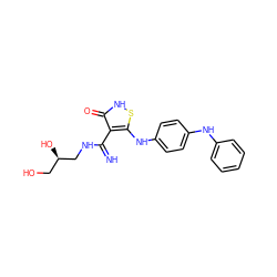 N=C(NC[C@H](O)CO)c1c(Nc2ccc(Nc3ccccc3)cc2)s[nH]c1=O ZINC000101101168