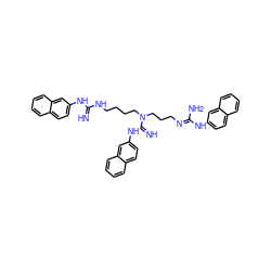 N=C(NCCCCN(CCC/N=C(\N)Nc1ccc2ccccc2c1)C(=N)Nc1ccc2ccccc2c1)Nc1ccc2ccccc2c1 ZINC000095604141