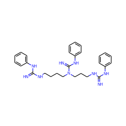 N=C(NCCCCN(CCCNC(=N)Nc1ccccc1)C(=N)Nc1ccccc1)Nc1ccccc1 ZINC000095603238