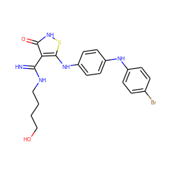 N=C(NCCCCO)c1c(Nc2ccc(Nc3ccc(Br)cc3)cc2)s[nH]c1=O ZINC000101101158