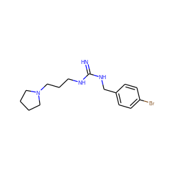 N=C(NCCCN1CCCC1)NCc1ccc(Br)cc1 ZINC000013809057