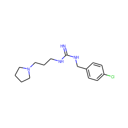 N=C(NCCCN1CCCC1)NCc1ccc(Cl)cc1 ZINC000013809053
