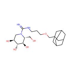 N=C(NCCCOCC12CC3CC(CC(C3)C1)C2)N1C[C@H](O)[C@@H](O)[C@H](O)[C@H]1CO ZINC000103300162