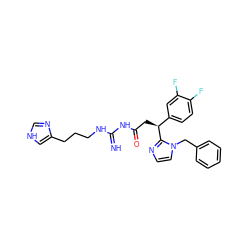 N=C(NCCCc1c[nH]cn1)NC(=O)C[C@@H](c1ccc(F)c(F)c1)c1nccn1Cc1ccccc1 ZINC000040894072