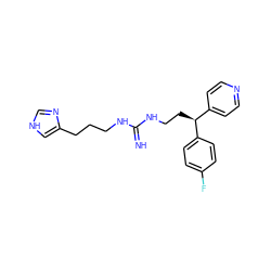 N=C(NCCCc1c[nH]cn1)NCC[C@@H](c1ccncc1)c1ccc(F)cc1 ZINC000013816225