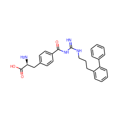 N=C(NCCCc1ccccc1-c1ccccc1)NC(=O)c1ccc(C[C@H](N)C(=O)O)cc1 ZINC000653846539