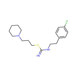 N=C(NCCc1ccc(Cl)cc1)SCCCN1CCCCC1 ZINC000096939833