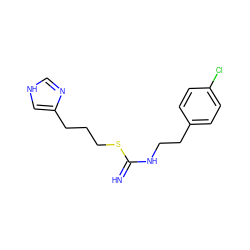 N=C(NCCc1ccc(Cl)cc1)SCCCc1c[nH]cn1 ZINC000043119176