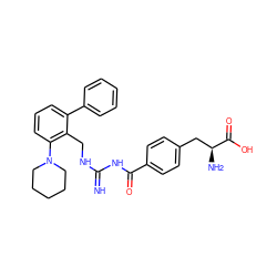 N=C(NCc1c(-c2ccccc2)cccc1N1CCCCC1)NC(=O)c1ccc(C[C@H](N)C(=O)O)cc1 ZINC000653849093