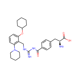 N=C(NCc1c(OC2CCCCC2)cccc1N1CCCCC1)NC(=O)c1ccc(C[C@H](N)C(=O)O)cc1 ZINC000653846631