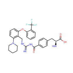 N=C(NCc1c(Oc2ccccc2C(F)(F)F)cccc1N1CCCCC1)NC(=O)c1ccc(C[C@H](N)C(=O)O)cc1 ZINC000653843537