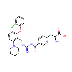 N=C(NCc1c(Oc2ccccc2Cl)cccc1N1CCCCC1)NC(=O)c1ccc(C[C@H](N)C(=O)O)cc1 ZINC000653842134