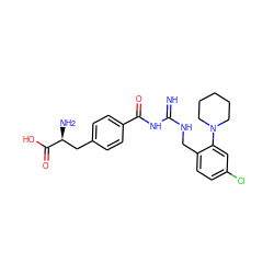 N=C(NCc1ccc(Cl)cc1N1CCCCC1)NC(=O)c1ccc(C[C@H](N)C(=O)O)cc1 ZINC000653846516