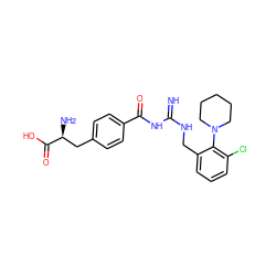 N=C(NCc1cccc(Cl)c1N1CCCCC1)NC(=O)c1ccc(C[C@H](N)C(=O)O)cc1 ZINC000653849895