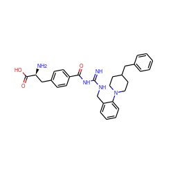 N=C(NCc1ccccc1N1CCC(Cc2ccccc2)CC1)NC(=O)c1ccc(C[C@H](N)C(=O)O)cc1 ZINC000653845471