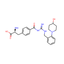 N=C(NCc1ccccc1N1CCC(O)CC1)NC(=O)c1ccc(C[C@H](N)C(=O)O)cc1 ZINC000653845479