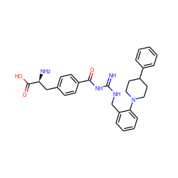 N=C(NCc1ccccc1N1CCC(c2ccccc2)CC1)NC(=O)c1ccc(C[C@H](N)C(=O)O)cc1 ZINC000653845450