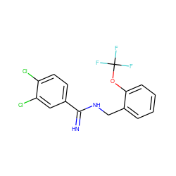 N=C(NCc1ccccc1OC(F)(F)F)c1ccc(Cl)c(Cl)c1 ZINC000001549713