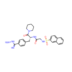 N=C(NN)c1ccc(C[C@@H](NC(=O)CNS(=O)(=O)c2ccc3ccccc3c2)C(=O)N2CCCCC2)cc1 ZINC000027861087