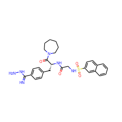 N=C(NN)c1ccc(C[C@@H](NC(=O)CNS(=O)(=O)c2ccc3ccccc3c2)C(=O)N2CCCCCC2)cc1 ZINC000027868668