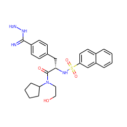 N=C(NN)c1ccc(C[C@H](NS(=O)(=O)c2ccc3ccccc3c2)C(=O)N(CCO)C2CCCC2)cc1 ZINC000027655718